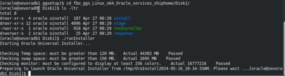 runInstaller çalıştırılması